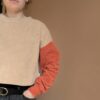 Pull femme Bi-colore Beige – Image 2