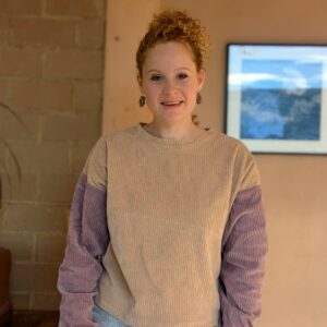 Sweat en velours beige & rose Taille M version longue