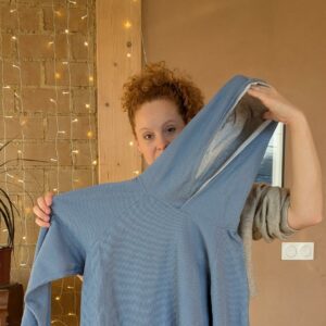 Sweat à capuche homme bleu texturé XL