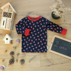 T-shirt manches longues fraises 2 ans