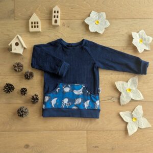 Sweat velours Bleu/La vie sous marine 2 ans