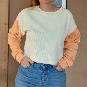 Pull Bi-colore Vanille/Abricot Taille M